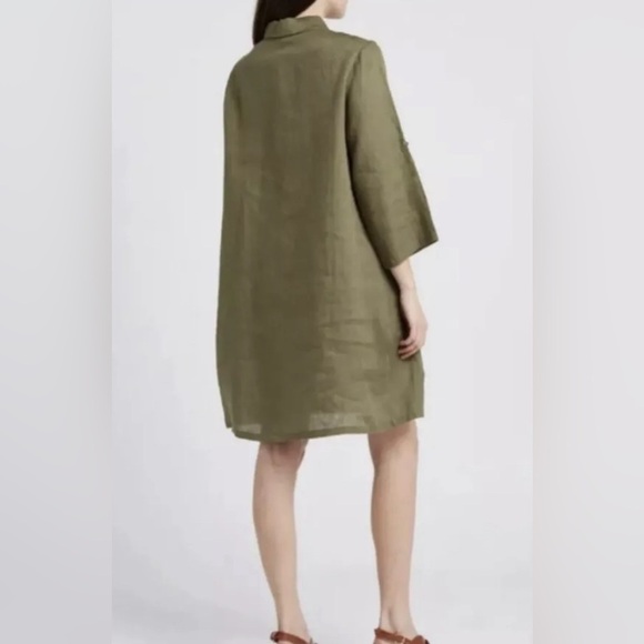 Elena Baldi Olive Green Linen Dress, size M - Picture 2 of 5